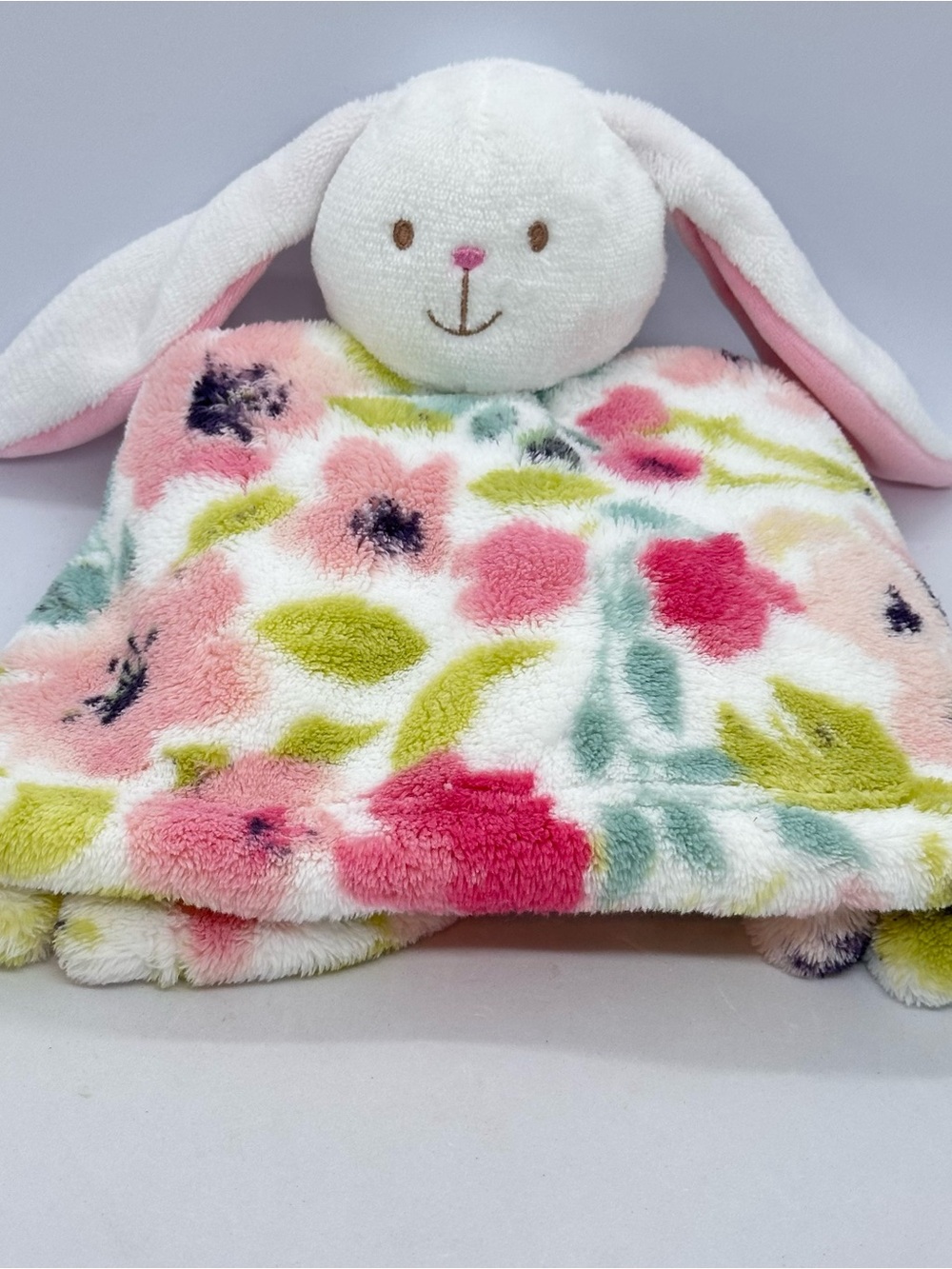 Baby Thro Rilynn Bunny Rabbit Floral Lovey Security Blanket 14" Loft Fleece Nunu
